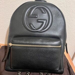 Gucci Black Pebbled Leather Backpack